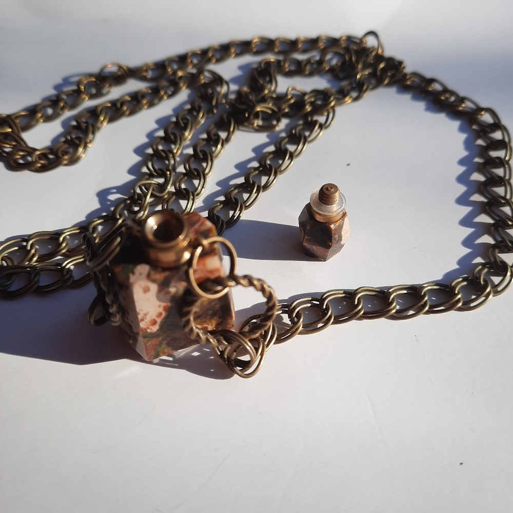 Bronze Orange Sea Sediment Vial Necklace - Picture 2 of 15